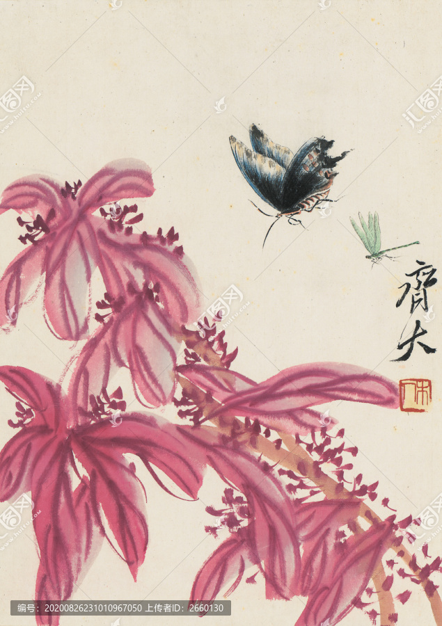 齊白石畫蟲草圖