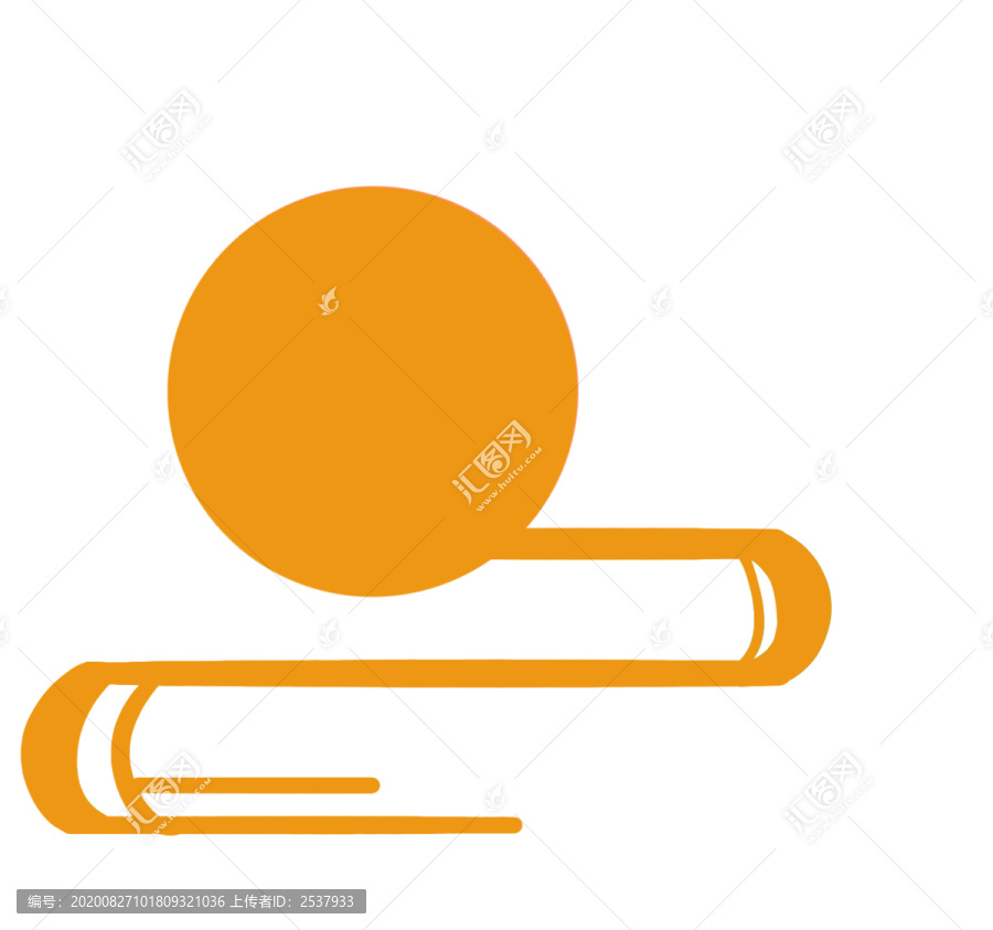 黃色剪紙風云層里的太陽插畫素材
