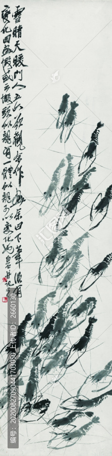 齊白石群蝦圖
