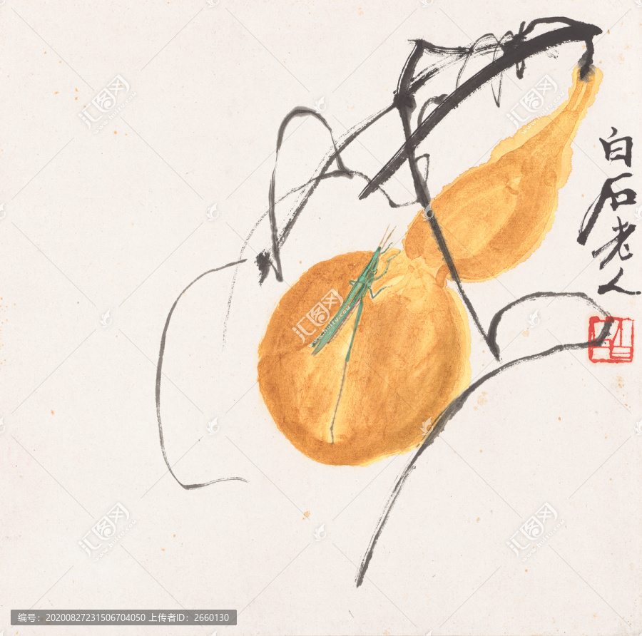 齊白石葫蘆螳螂圖