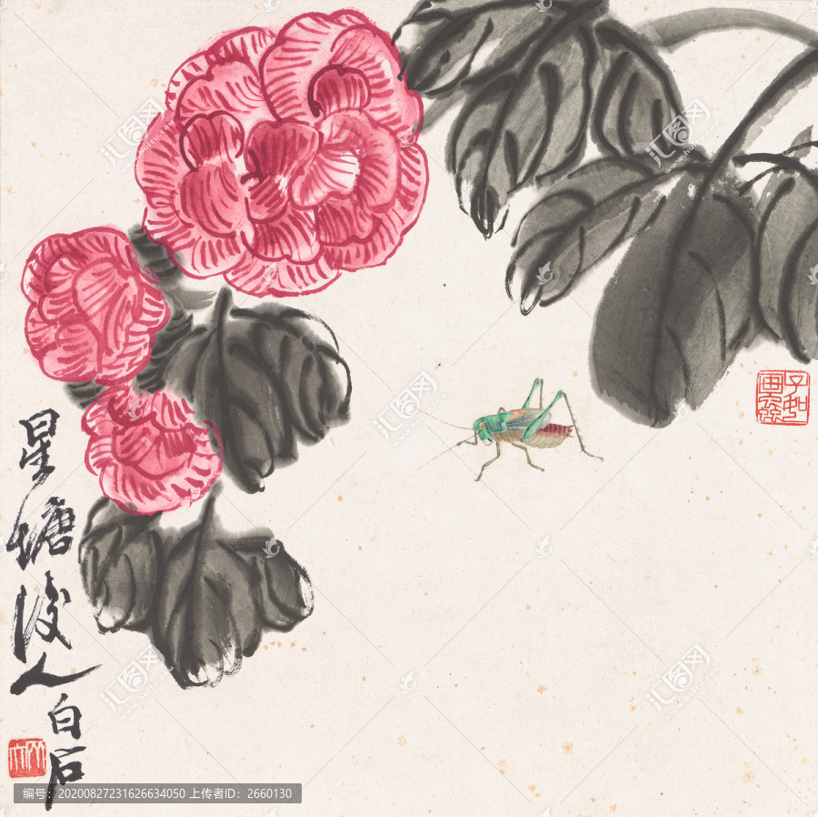 齊白石花卉蟈蟈圖