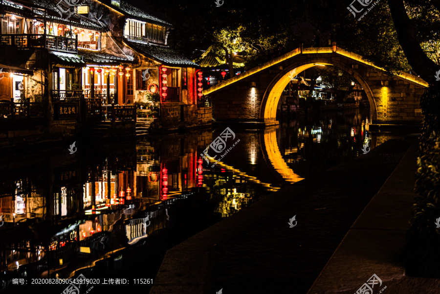 西塘小桥流水夜景