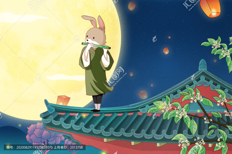 中秋節(jié)插畫功夫玉兔系列海報(bào)
