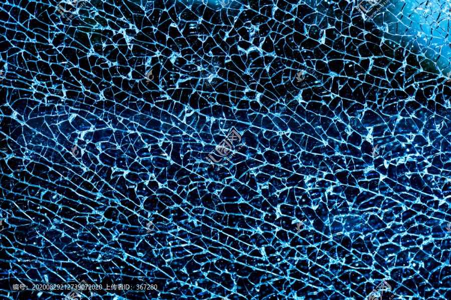 蓝色钢化玻璃裂纹背景