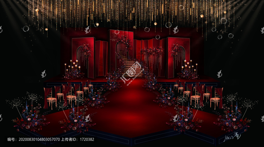紅色系婚禮紅金婚禮紅藍撞色婚禮