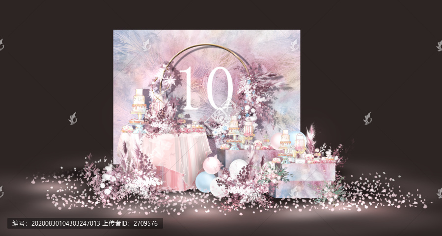 粉藍色十歲生日寶寶宴甜品