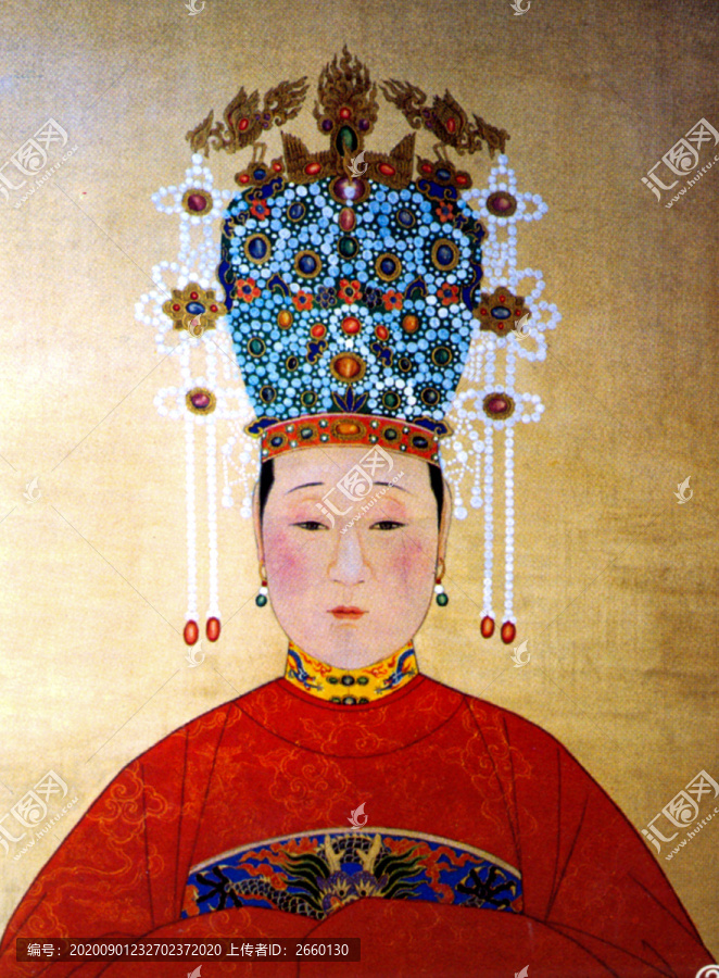 徐渭孝靖皇后鳳冠圓領(lǐng)袍畫像