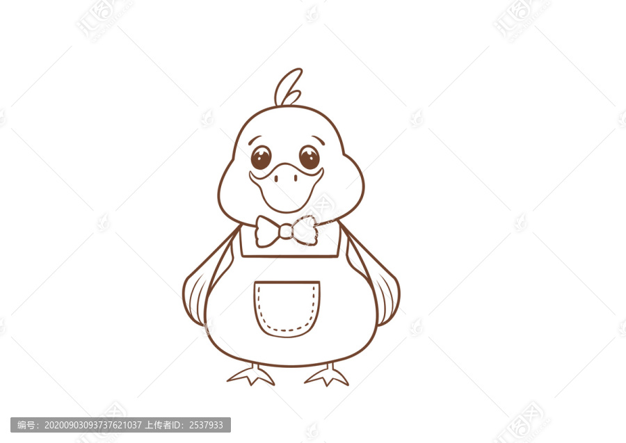 手繪動(dòng)物卡通可愛的小鴨子簡筆畫