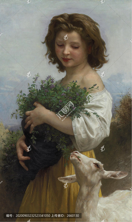 威廉·阿道夫·布格罗抱着花的牧羊女