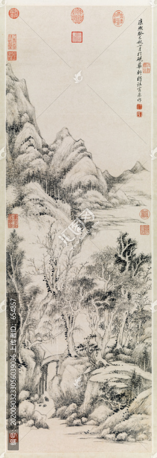 黃鼎溪橋林影圖