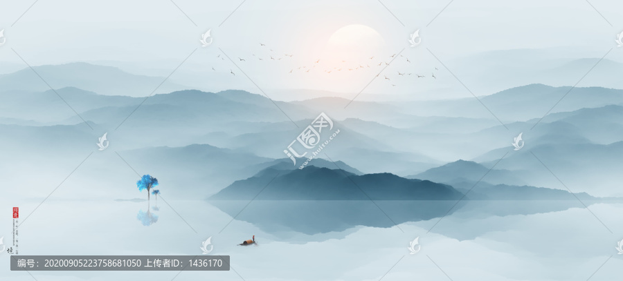 新中式水墨山水畫