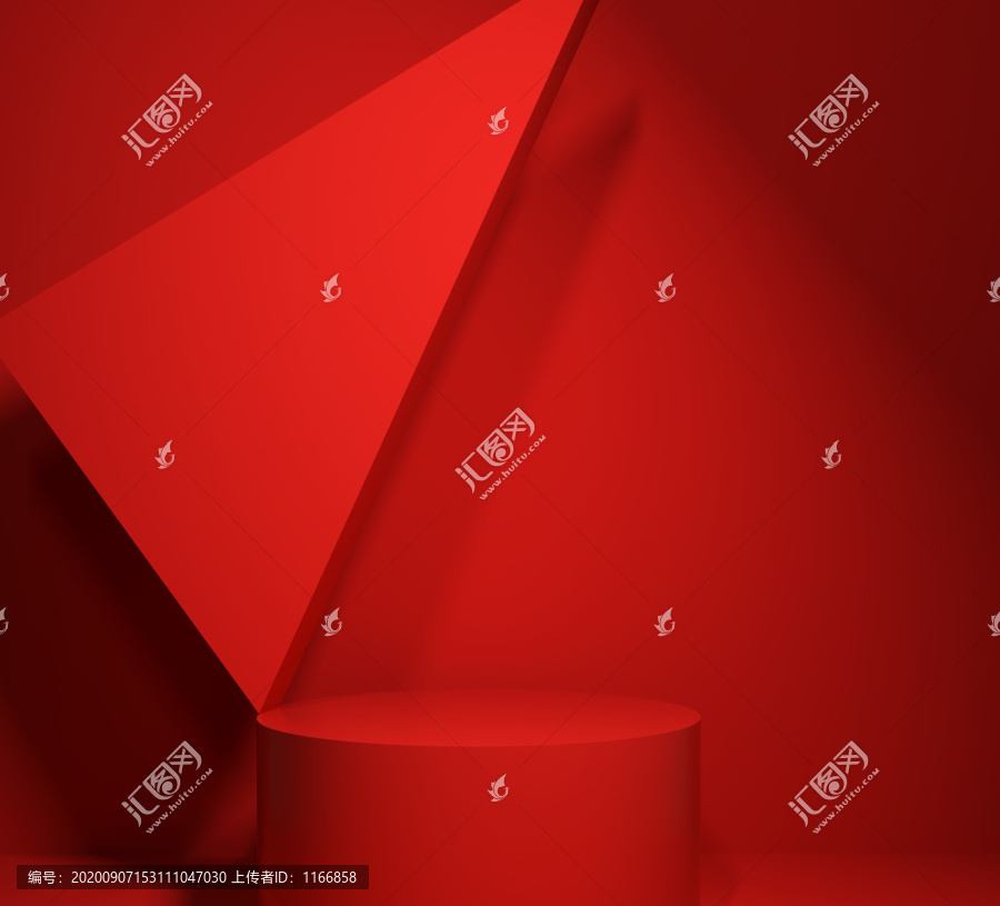 紅色光影C4D背景海報背景