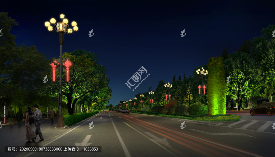 道路园林夜景灯光效果图