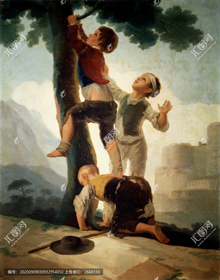 戈雅爬树的孩子油画