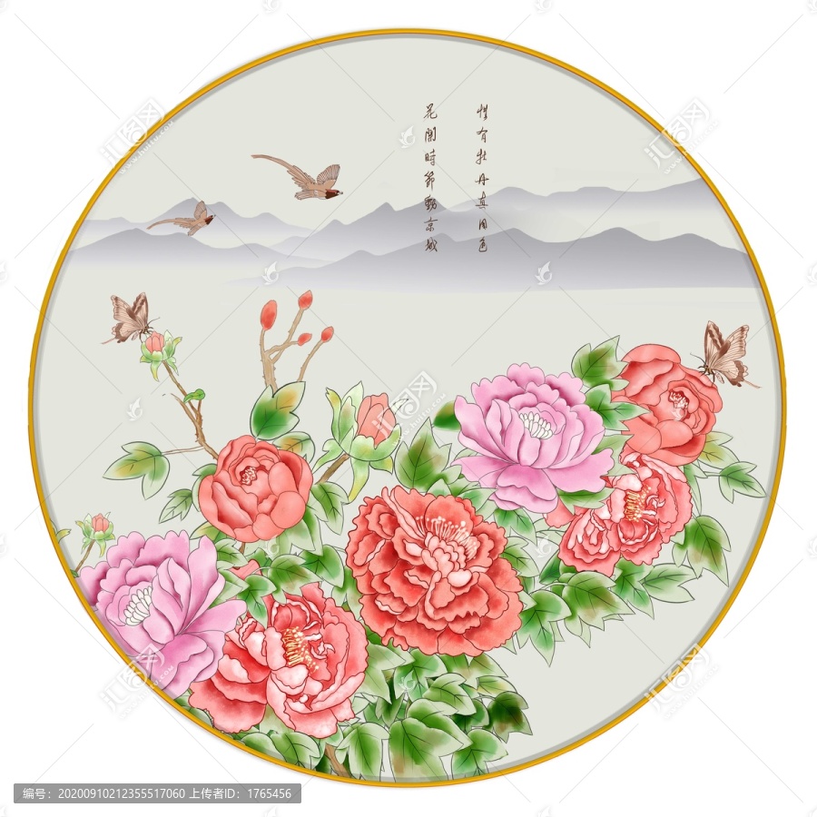 圓形小品牡丹花