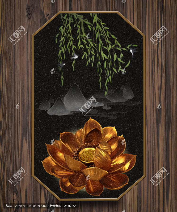 玄關(guān)荷花壁畫