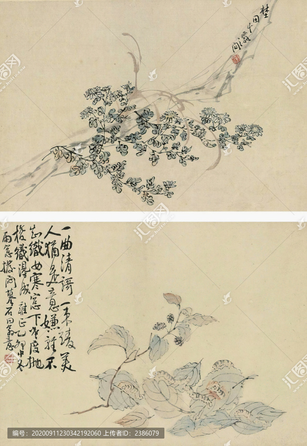 李鱓摹石田花卉草蟲