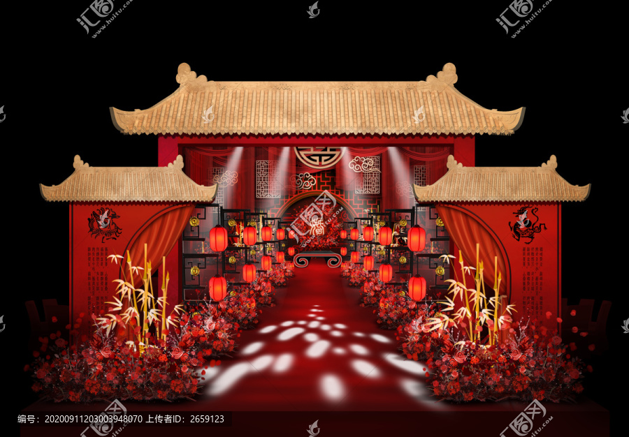 中式漢婚婚禮手繪效果圖