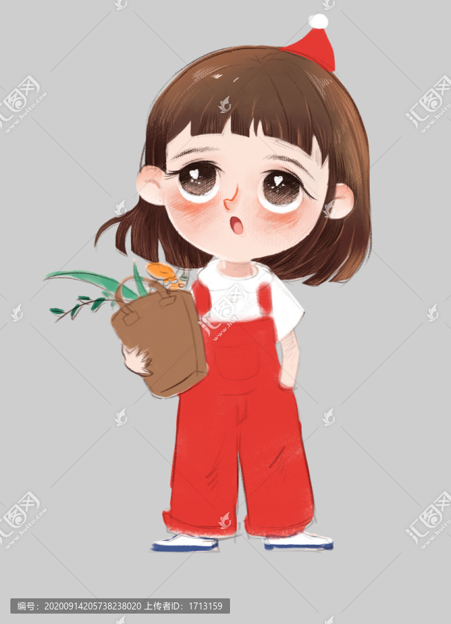 抱著花的女孩
