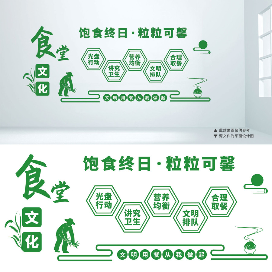 文明用餐厲行節(jié)約食堂文化墻設(shè)計(jì)
