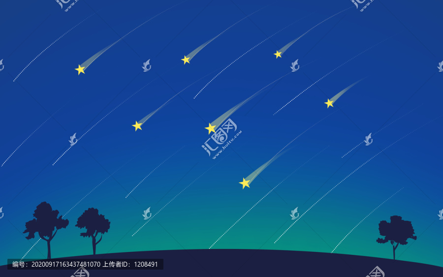手繪卡通星空背景插畫素材