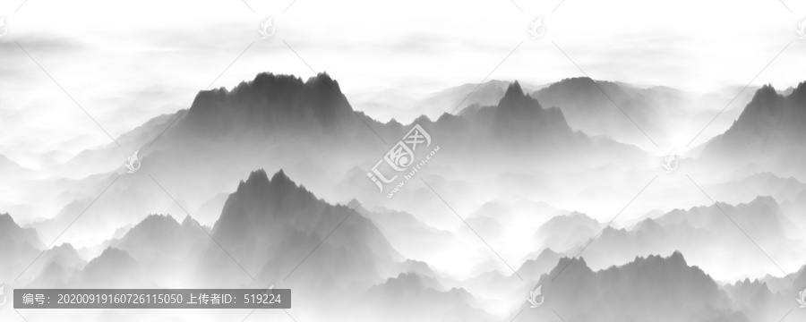 水墨山