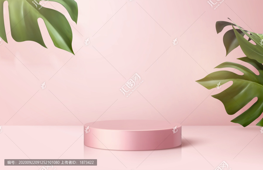 夏季概念粉色圓形產(chǎn)品展臺