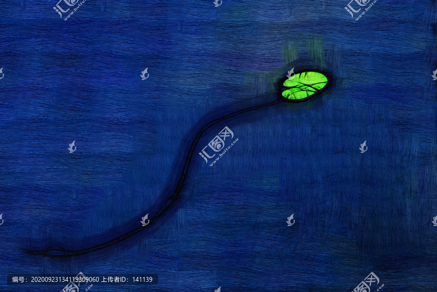荷花油畫
