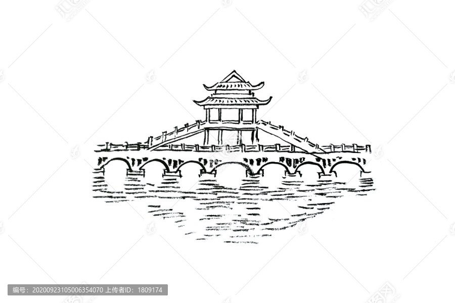 手繪鳳凰沱江亭橋