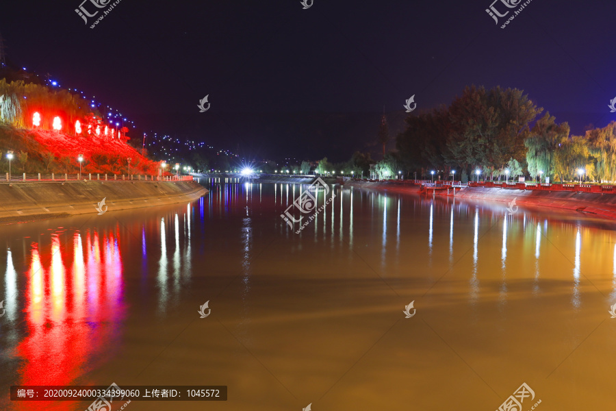 生态河流灯光夜景