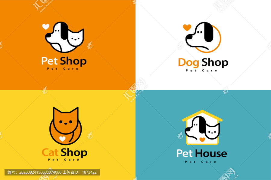 宠物店猫狗创意设计logo