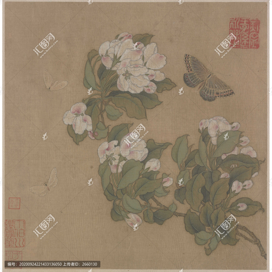 李安忠海棠蛺蝶圖