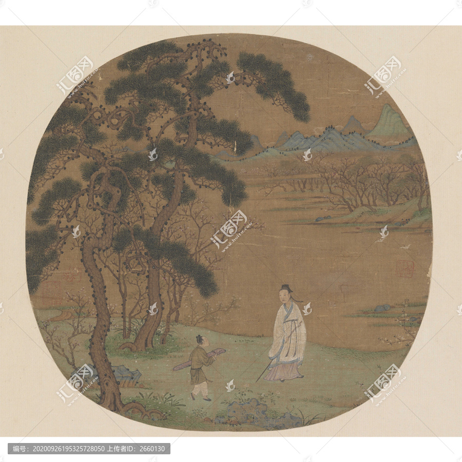 燕文貴松陰策杖圖
