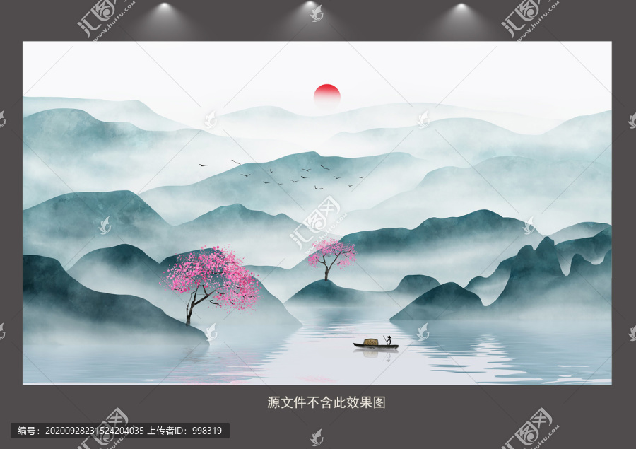 新中式意境山水背景墙壁画