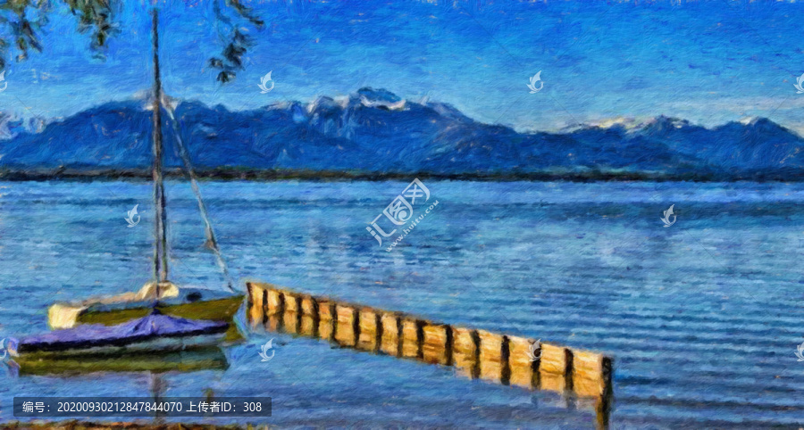 帆船油畫
