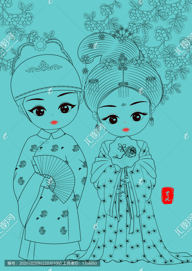 古代情侶素描