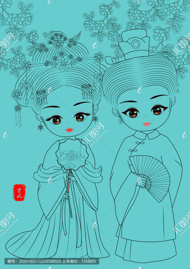 情侶插畫素描