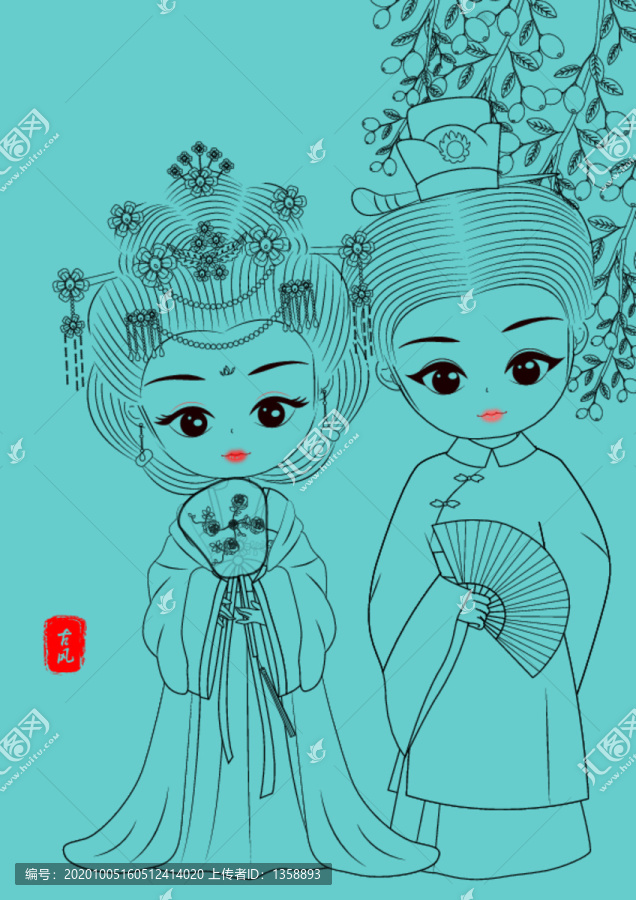 古風(fēng)情侶素描