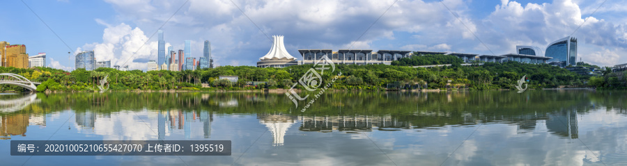 高清南宁会展中心民歌湖全景