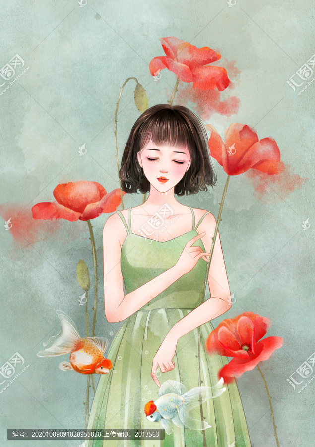 小清新女孩插畫