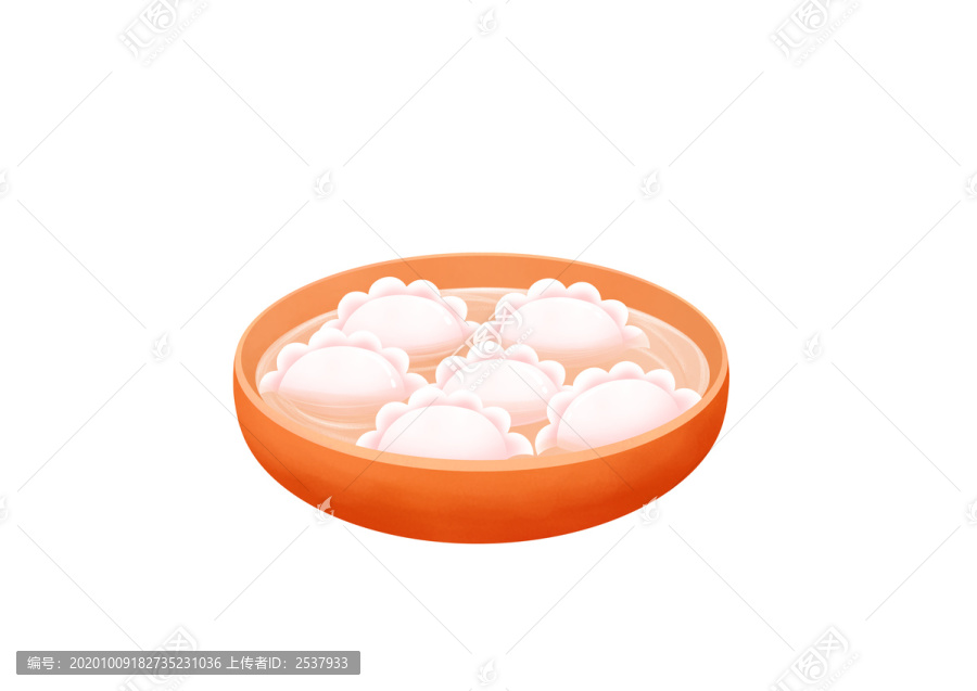 手繪卡通美食一碗水餃素材插畫