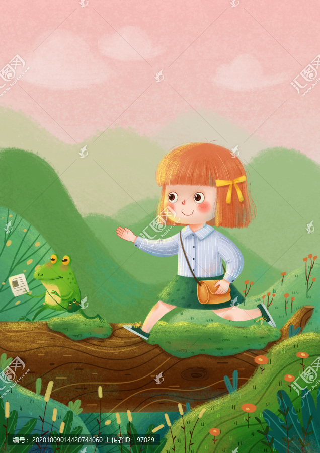 卡通小女孩兒童插畫(huà)繪本