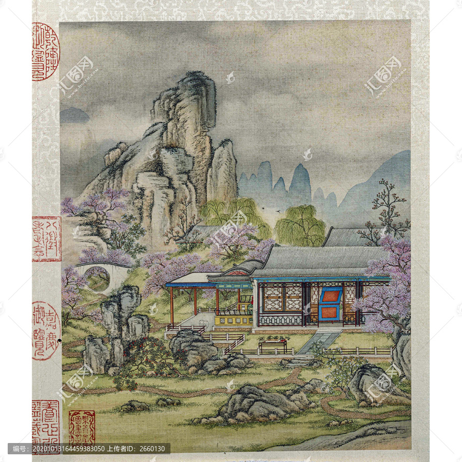 陳枚山水樓閣圖