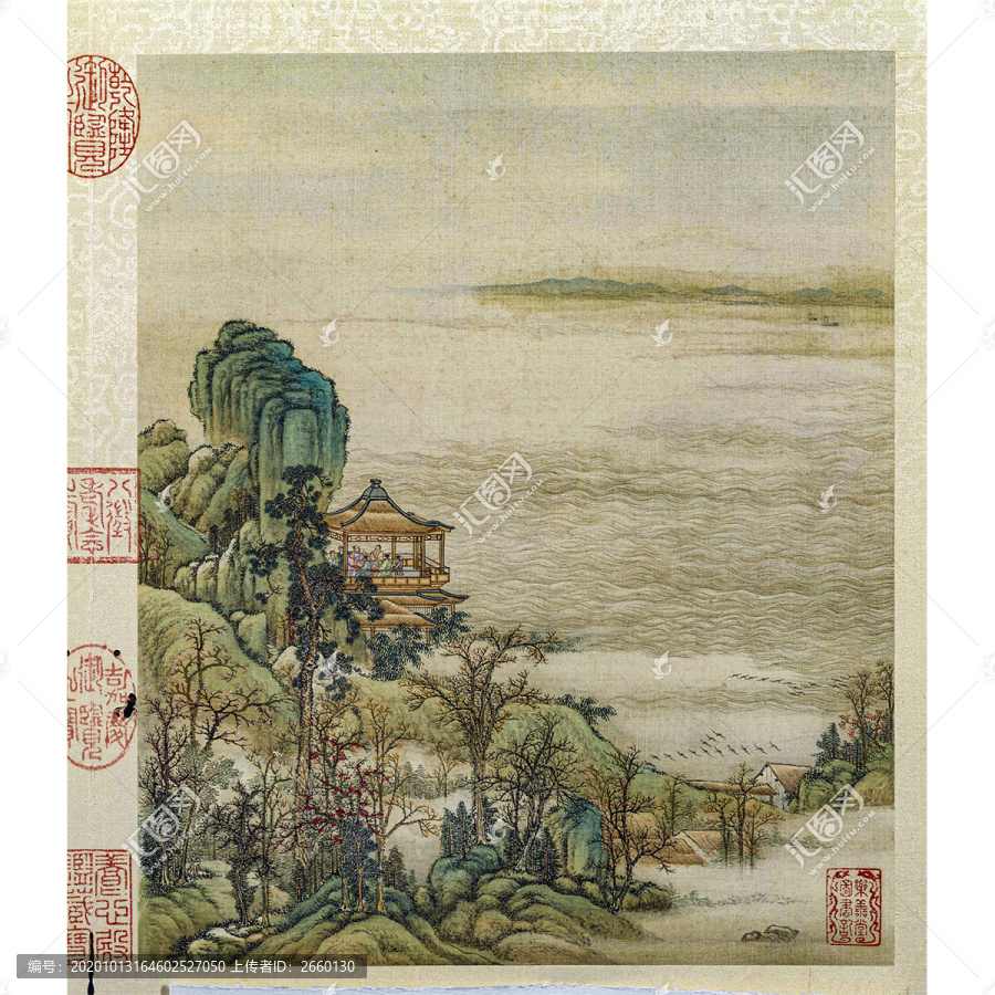 陳枚山水樓閣圖