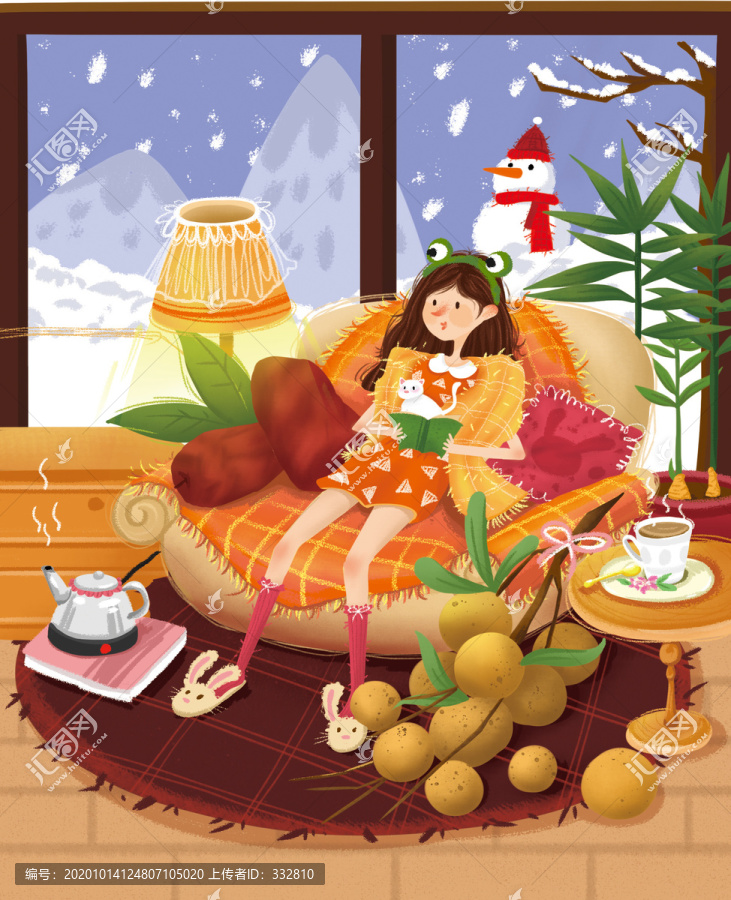 紅棗桂圓茶插畫