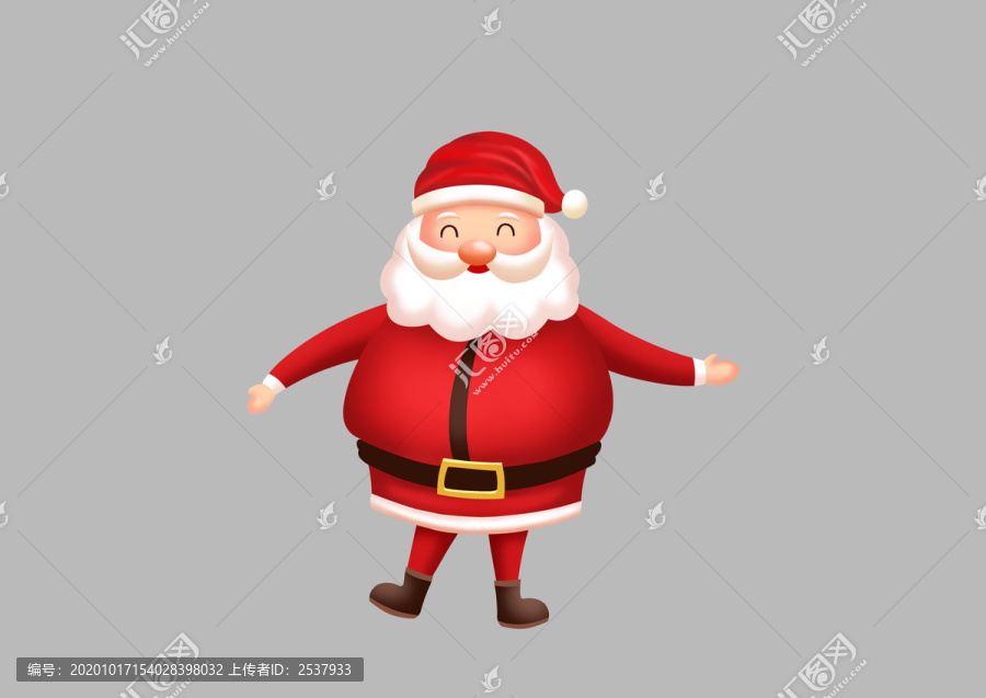 卡通圣誕節(jié)開(kāi)心的圣誕老人插畫(huà)