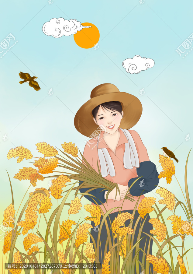 稻谷豐收插畫
