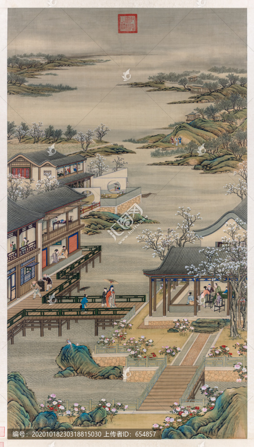 丁觀鵬十二月月令圖之四月圖