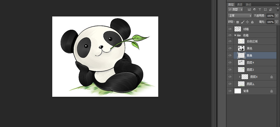 熊貓卡通手繪PSD