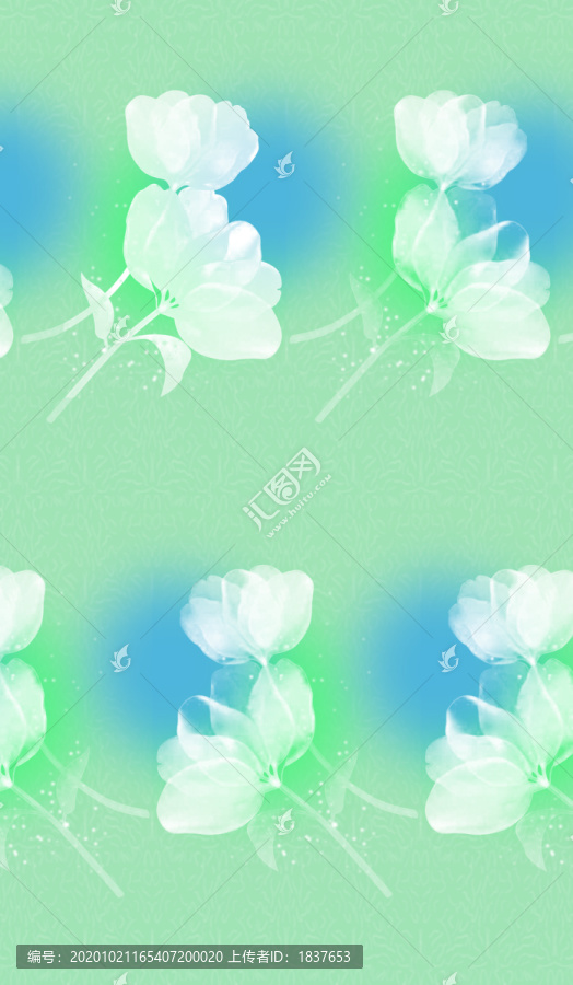 暈染白花朵